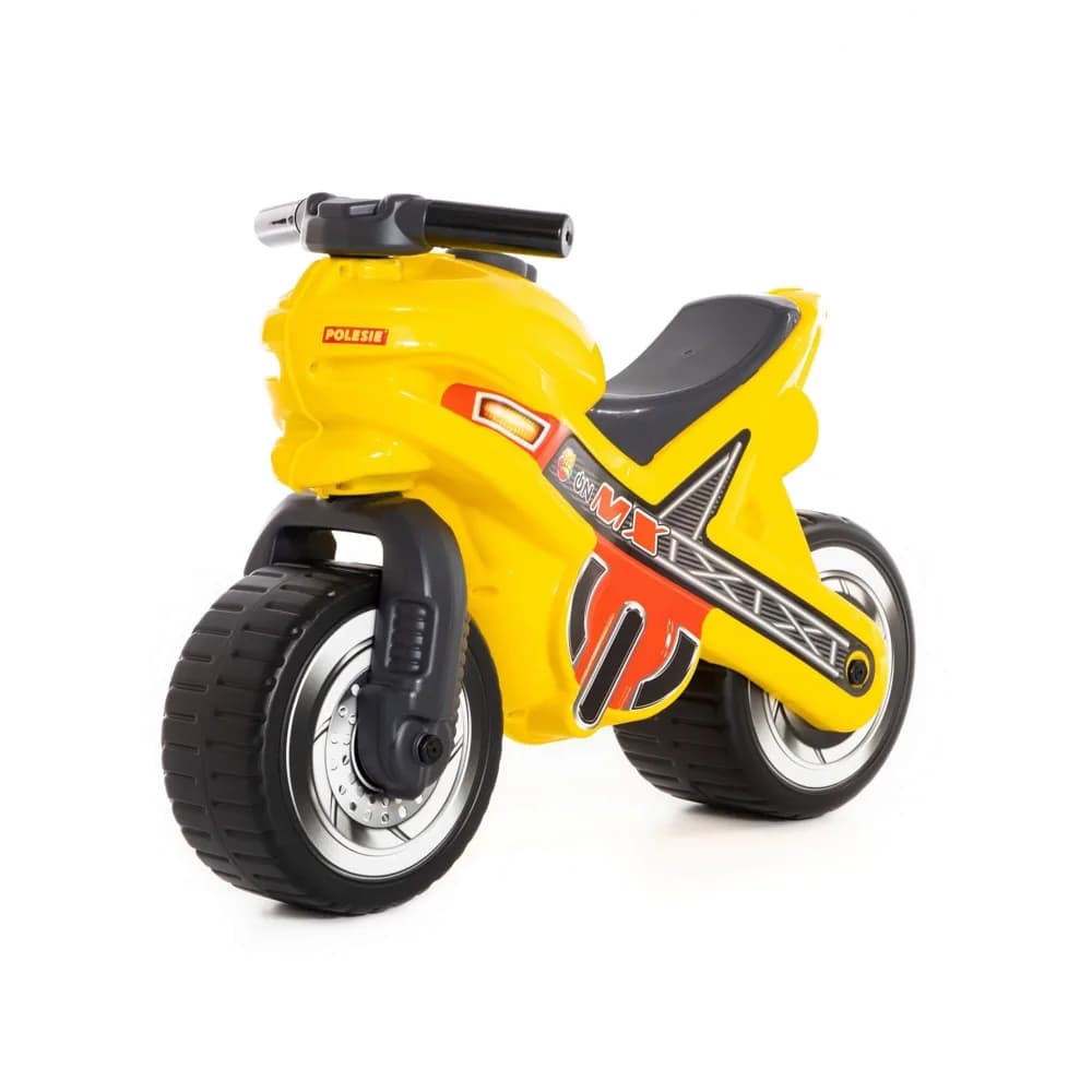 Motocicleta fara pedale, MX-ON, galbena, 70x30x49,3 cm, Polesie — miniatură