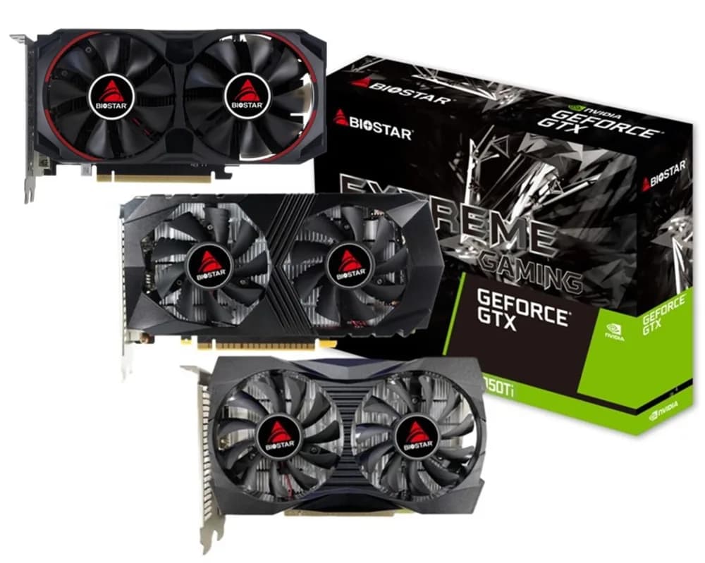 Placa video Biostar "GeForce GTX1050Ti", 4GB GDDR5, 128 bit, PCI Express 3.0 x16, 1 x DisplayPort 1.4a, 1 x HDMI 2.0, 1 x DVI, racire activa 2 x fan, "VN1055TF41" — miniatură