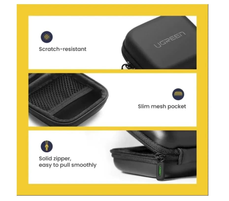 HUSA pentru casti Ugreen, "LP128" compartimentata in interior si pentru alte accesorii, negru "40816" - 6957303848164 — miniatură