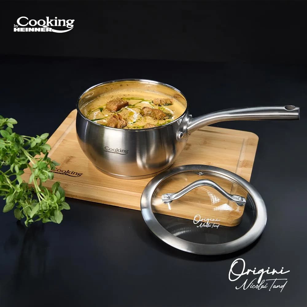 CASEROLA INOX+ CAPAC 16X9 CM, 1.8 L, NICOLAI TAND, ORIGINI, COOKING BY HEINNER — miniatură