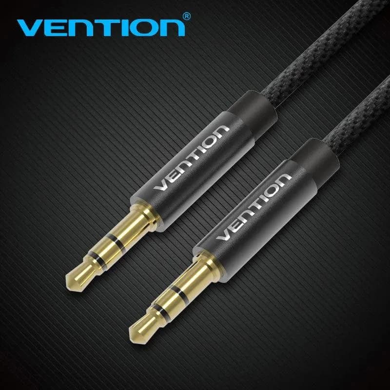 Cablu audio Vention, Jack 3.5mm (T) la Jack 3.5mm (T), 0.5m, conectori auriti, negru, "BAGBD" — miniatură