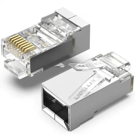 Mufe RJ45 FTP Vention, Cat. 5e, 100 buc pe punga, AWG 23-26, diam. fir 1.02mm, conectori auriti, transparent, "IDAR0-100" - 6922794744110
