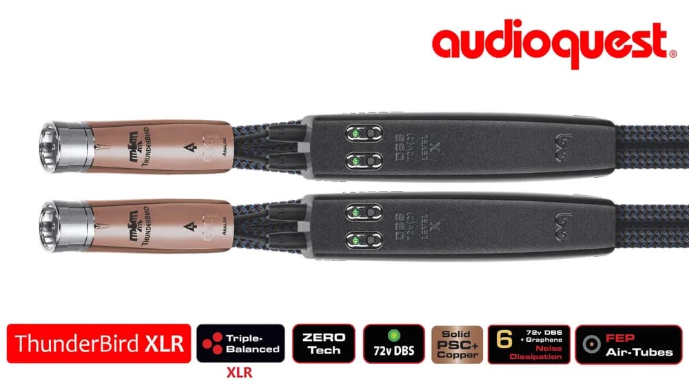 Cablu audio 2XLR - 2XLR AudioQuest Thunderbird, 1m, Level 6 noise Dissipation with Graphene, Solid PSC+, Dual DBS X