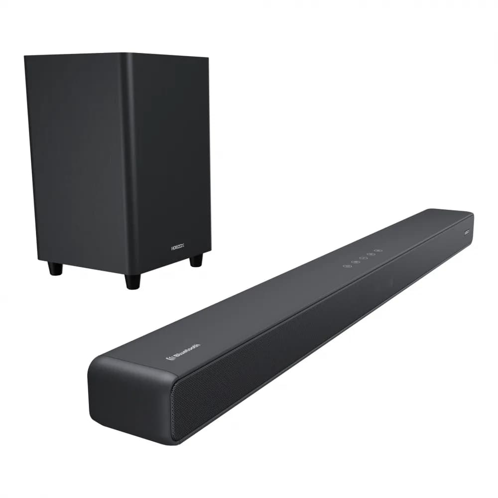 SOUNDBAR HORIZON HAV-S5950W / System 2.1 / Max Audio Power 160W (40W x2 + 80W) / Digital Optical / AUX (3.5mm) / HDMI-ARC (CEC) / BT 5.4 / USB Playback / DOT-Matrix Display / Remote + Button Keys / Impedance: 6Ω x2 + 4Ω / Signal to Noise Ratio (SNR): 73dB / Wall-Mount Ready / Full Size / Titanium — miniatură