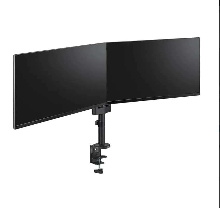 Brat dublu monitor Neomounts DS60-425BL2; pentru display-uri cu diagonale 17"-27", sistem de prindere VESA 75x75~100x100, greutate maxima suportata 8 - per ecrankg, tilt +90°, -30°, swivel +90°, -90°, rotate +360°, distanta fata de perete 128-460mm; inaltime reglabila manual 295-607mm; culoare — miniatură