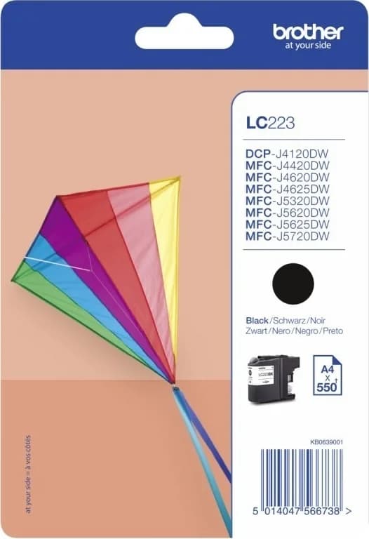 Cartus Cerneala Original Brother Black, LC223BK, pentru DCP-J4120|MFC-J4420|J4620|J5320|J5620|J5720, 550, "LC223BK"