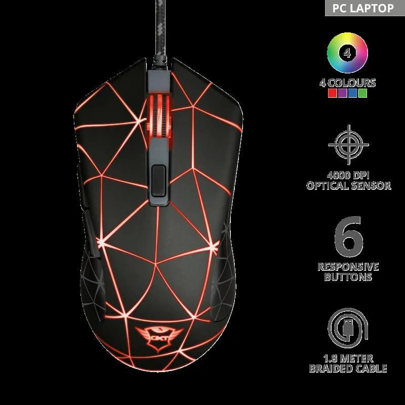 Mouse cu fir Trust GXT 133 Locx Illuminated Gaming Mouse — miniatură