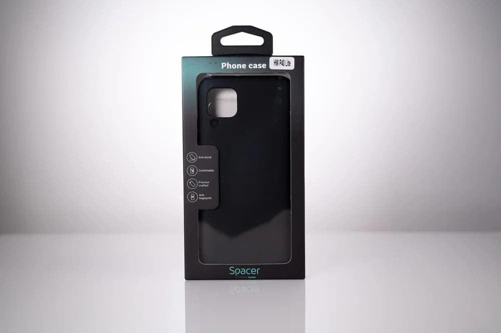 Husa Huawei telefon P 40 Lite, negru, tip back cover, material flexibil silicon + interior cu microfibra, "SPPC-HU-P-40L-SLK" — miniatură