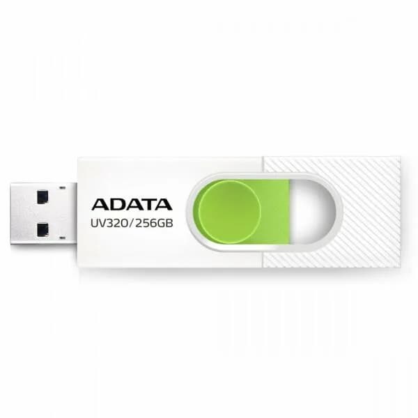 MEMORIE USB 3.2 ADATA 256 GB, retractabila, alb & verde, carcasa plastic "AUV320-256G-RWHGN"