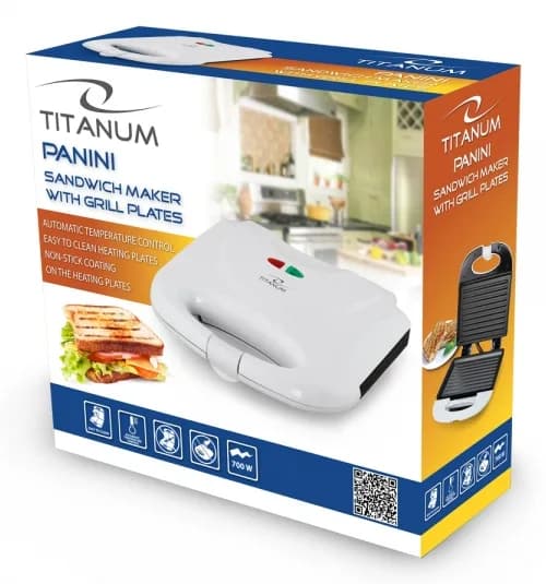 Prajitor de paine tip Sandwich maker Esperanza Panini TKT004W 700W Alb "TKT004W" — miniatură