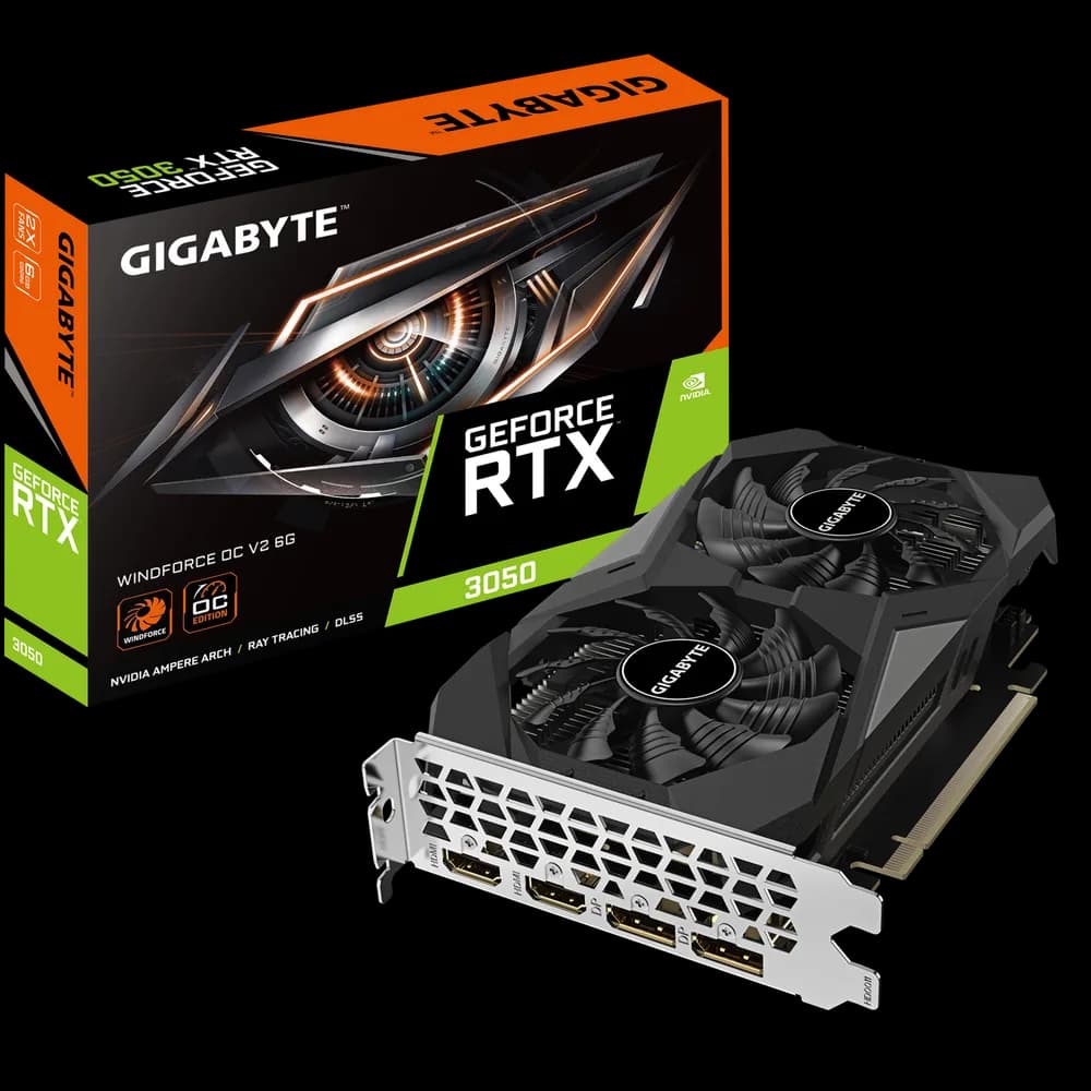 GIGABYTE GeForce RTX 3050 WINDFORCE OC V2 6G, GDDR7, 96 bit, Negru "N3050WF2OCV2-6GD" — miniatură
