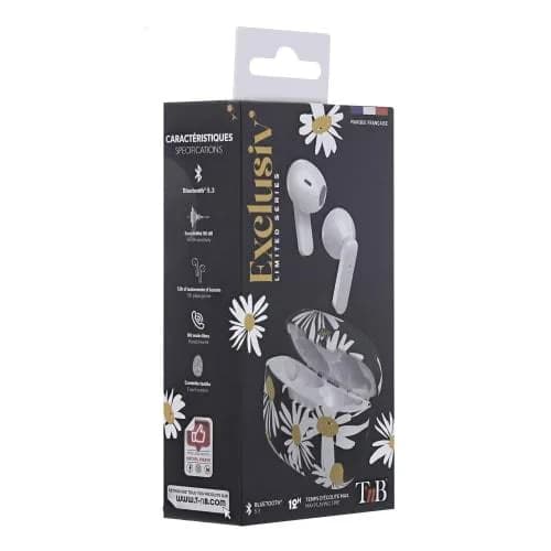 XCLUSIV- TWS DAISY Earphones with Charging case - Black and White "EBXDAISY"