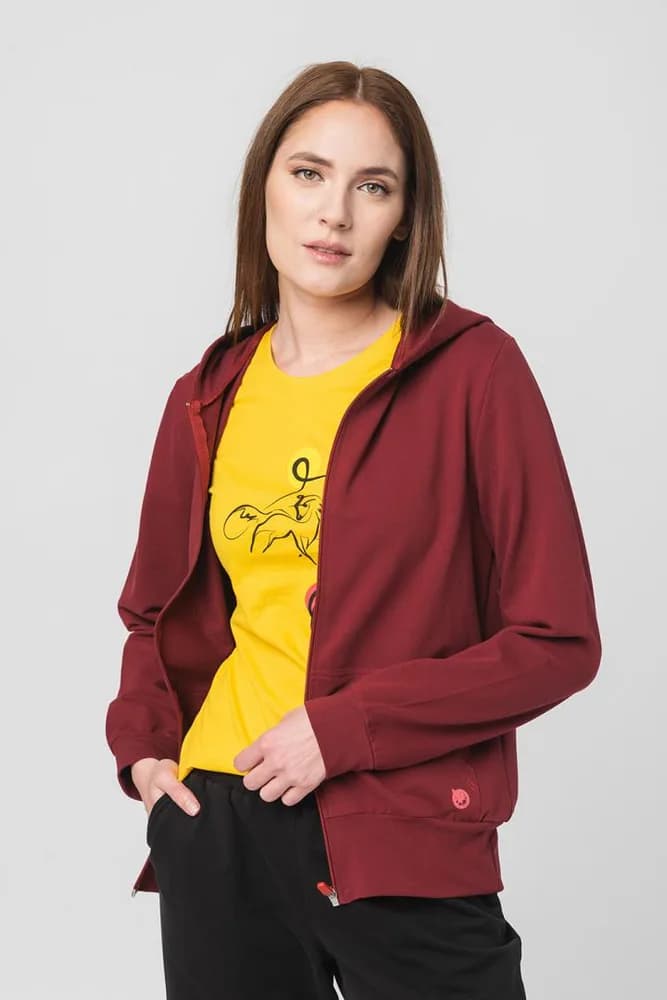 HANORAC COTON CASUAL FEMEI BURGUNDY-XS — miniatură