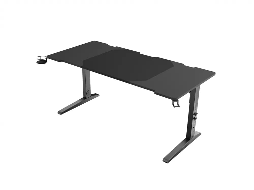 Birou gaming Genesis Holm Modular 160, material lemn/metal, reglabil pe inaltime 70 - 90 cm, iluminare RGB, management cabluri, negru — miniatură