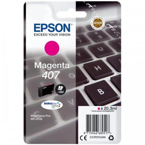 Cartus Cerneala Original Epson Magenta, nr.407, pentru WF-4745 Series, 20,3ml, "C13T07U340"(RAPO)
