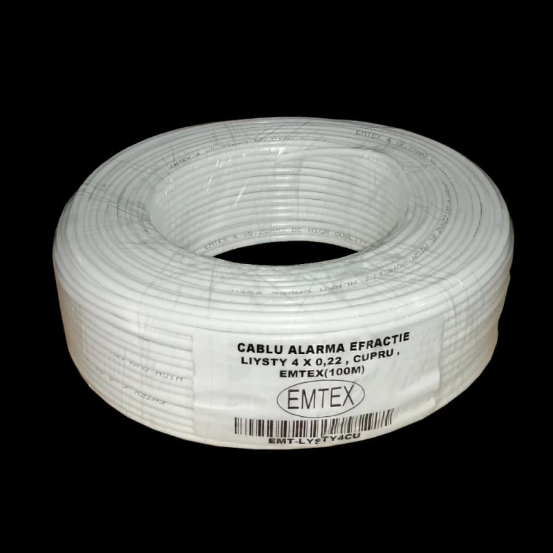 Cablu alarma efractie LiYStY 4 x 0,22, Cupru, EMTEX (100m) "EMT-LY(ST)Y4CU"