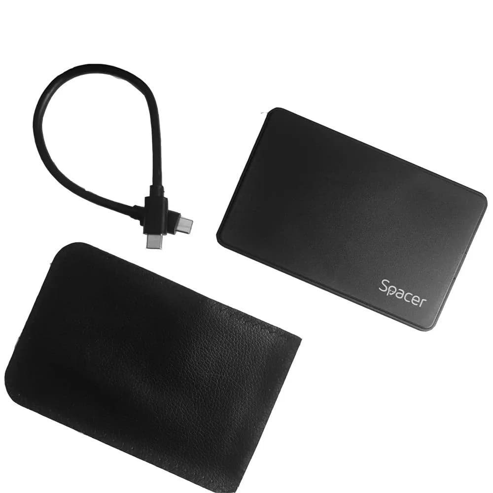Rack extern HDD/SSD 2.5" Spacer USB-C 3.1 negru — miniatură