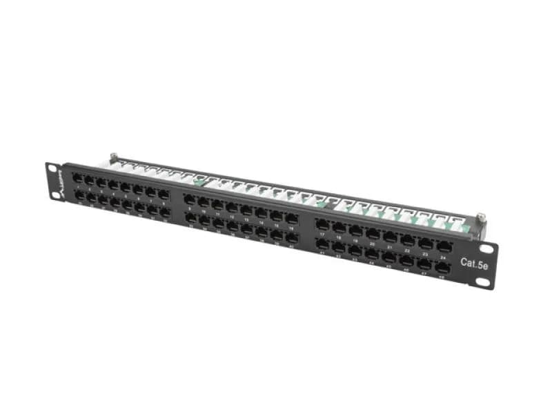 Patch panel 48 porturi 1U 19" Cat.5e UTP negru