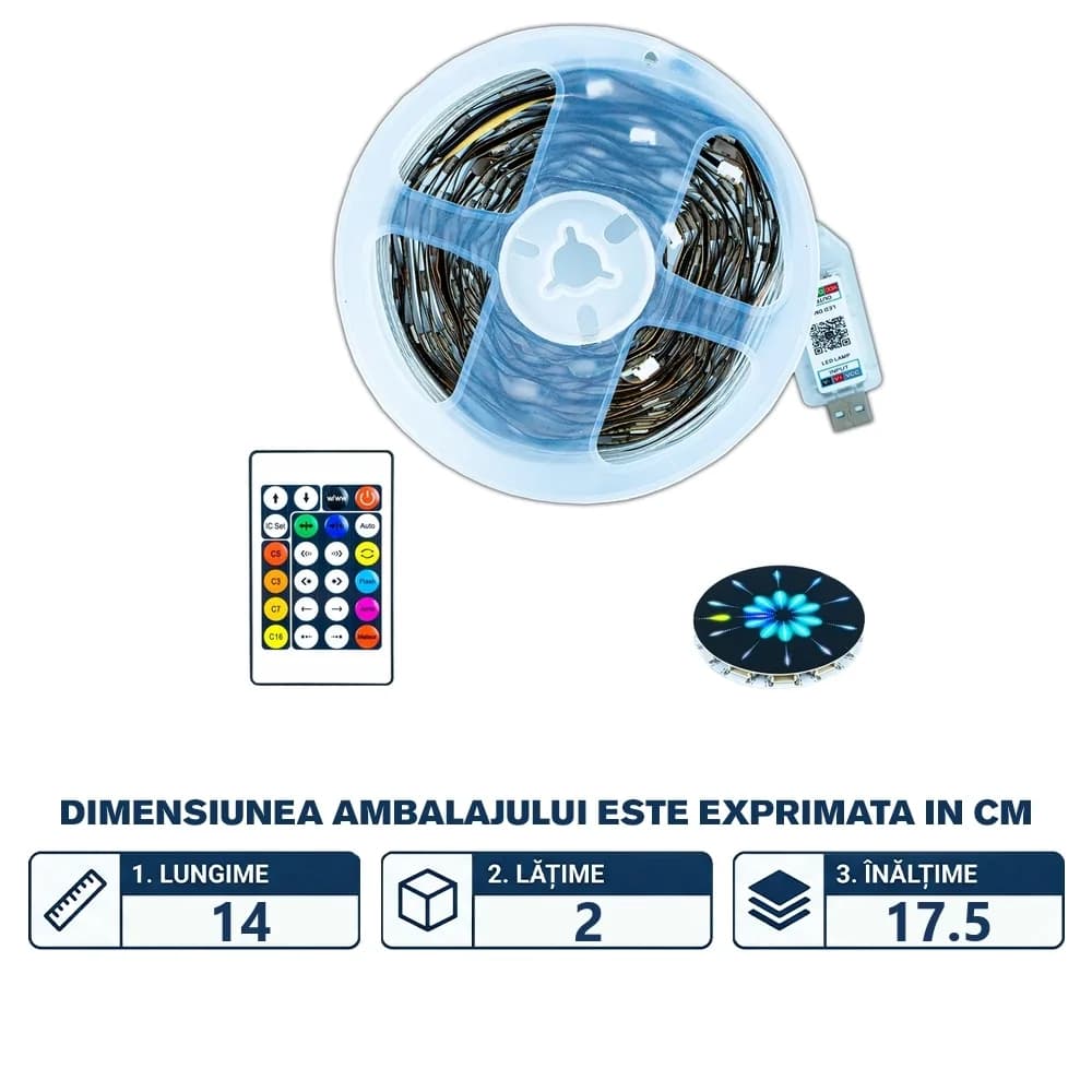 Banda led cu telecomanda si bluetooth — miniatură