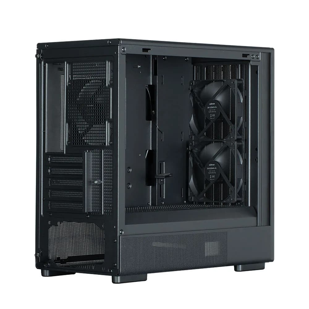 CARCASA Zalman "P10 NAMU", mini tower, gaming, fara sursa, suporta 7xfan, 3xfan inclus, PSU shroud, display 9.1inch, USB Type-C x 1, USB 3.1 gen1, audio+mic, 5 sloturi expansiune, negru, "P10 NAMU Black" — miniatură