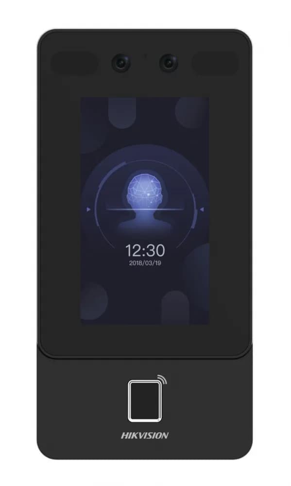 TERMINAL ACCESS FACE RECOGNITION Max.1500 faces capacity, Max.3000 fingerprints capacity, and Max.3000 cards Face Recognition Terminal, 4.3-inch LCD touch screen, 2 Mega pixel wide- angle lens, built-in M1card reading module Two-way audio with client software, indoor station, and main station