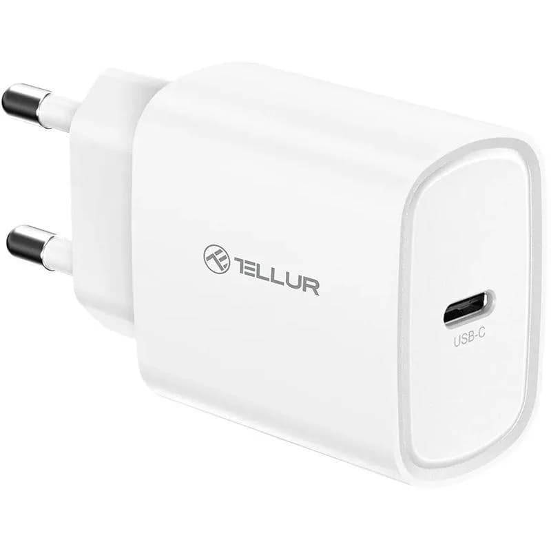 Incarcator Tellur 20W, intrare: AC 100-240V~50/60Hz 0.6A Max ieșire USB-C (PD 3.0): 5V/3A,9V/2.22A,12V/1.67A (20W), putere 20W, alb — miniatură