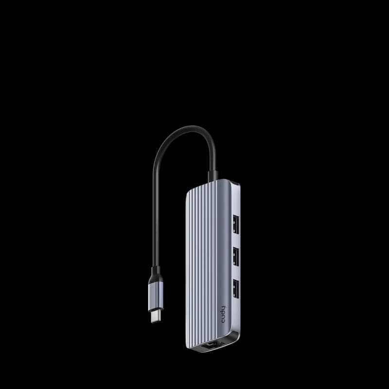 Hub USB CUDY UH606, USB-C, 6 porturi, HDMI, RJ-45, Argintiu