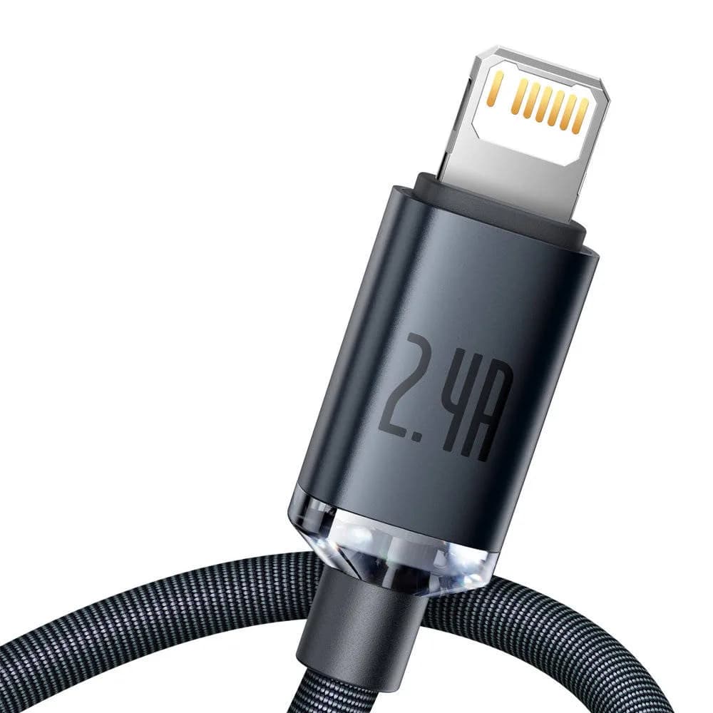 CABLU alimentare si date Baseus Crystal Shine, Fast Charging Data Cable pt. smartphone, USB la Lightning Iphone 2.4A, 1.2m, negru "CAJY000001" - 6932172602680 — miniatură