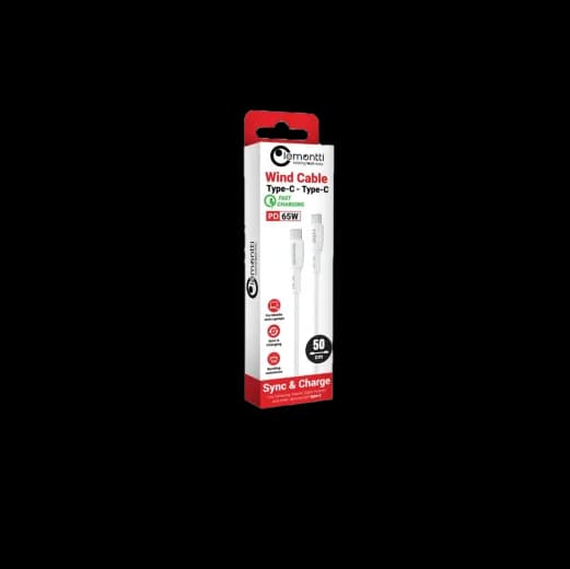 Cablu Lemontti Wind Fast Charge Type-C la Type-C, PD 65W, lungime 0.5m, Alb