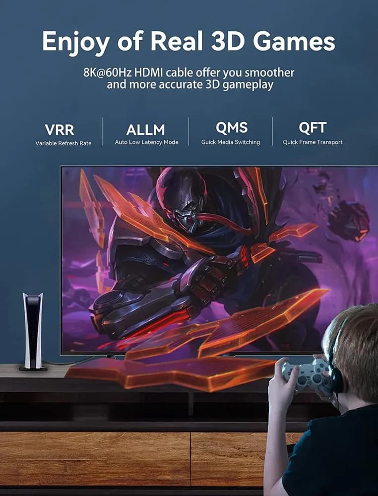 Cablu video Vention, HDMI (T) la HDMI (T), 5m, rezolutie 8K la 60Hz, conectori auriti, negru "AANBJ" - 6922794755147 — miniatură