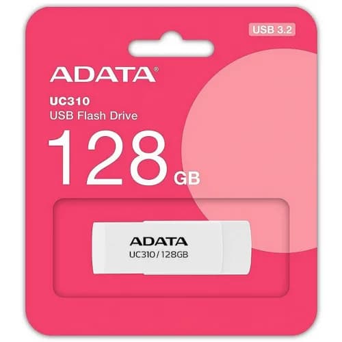 MEMORIE USB 3.2 ADATA 128 GB, protectie slide laterala, carcasa plastic, alb, "UC310-128G-RWH" — miniatură