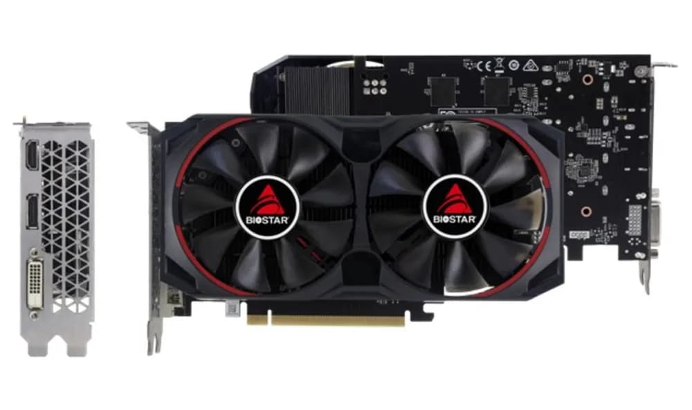 Placa video Biostar "GeForce GTX1050Ti", 4GB GDDR5, 128 bit, PCI Express 3.0 x16, 1 x DisplayPort 1.4a, 1 x HDMI 2.0, 1 x DVI, racire activa 2 x fan, "VN1055TF41" — miniatură