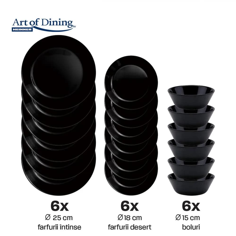 SERVICIU MASA DIN OPAL NEGRU 18 PIESE, CATANIA, ART OF DINING — miniatură