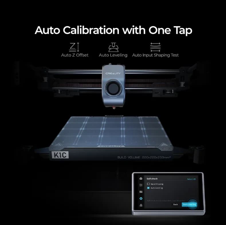 Imprimanta 3D Creality K1C, ( Printare carbon) Tehnologie FDM, viteza printare 600mm/s, Precizie 100 +/-0.1mm, Diametru filament: 1.75mm, tip filament compatibil: ABS, PLA, PETG, PET, TPU, PA, ABS, ASA, PC, PLA-CF, PA-CF, PET-CF, Transfer fisier: USB drive,WIFI temperatura duza:300 C, Format — miniatură