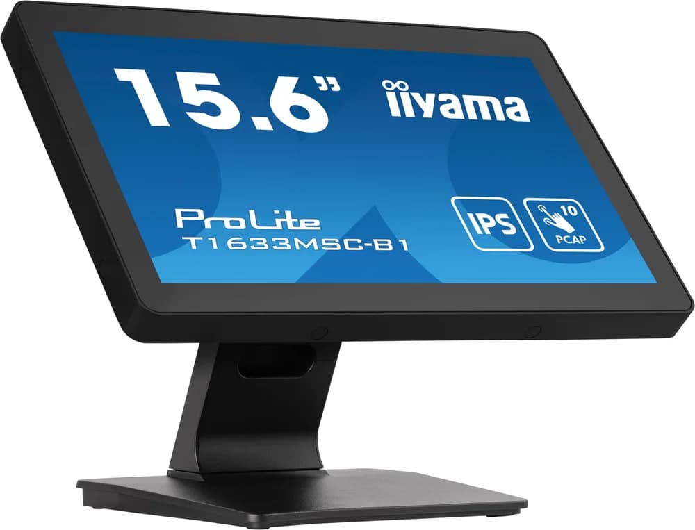 Monitor IPS LED Iiyama ProLite 15.6" T1633MSC-B1, Full HD (1920 x 1080), HDMI, DisplayPort, Boxe, Touchscreen (Negru) "T1633MSC-B1"
