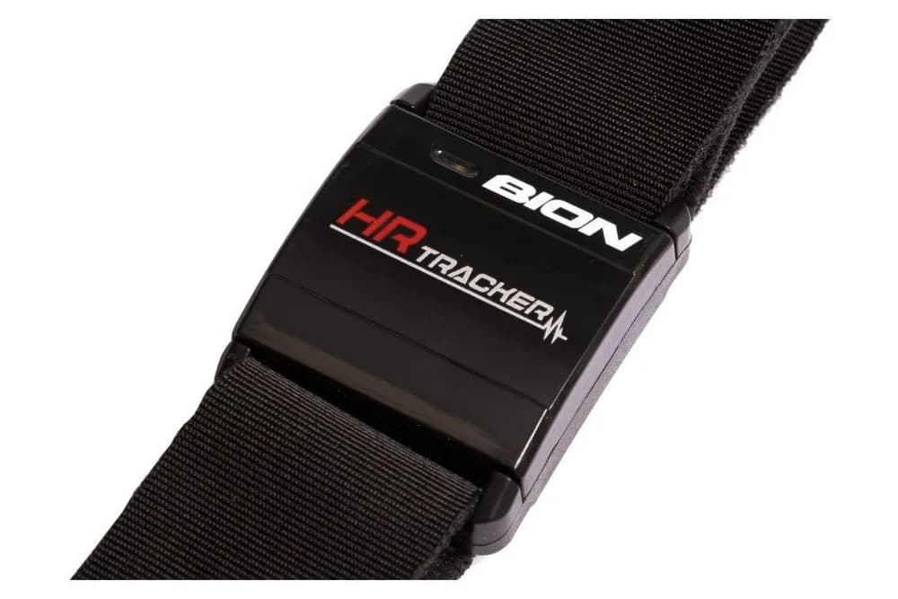 Bratara smart Bion cu senzor de ritm cardiac, tehnologie ANT+ si BLE 4.0, compatibil smartphone/echipament fitness, indicator baterie. Contie: senzor, adaptor de incarcare, bratara din material textile, cablu micro USB, manual de instructiuni. — miniatură