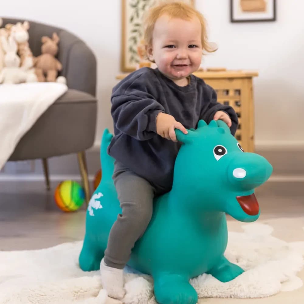 Jucărie gonflabilă săltăreață de călărit Dinozaurul Verde HappyHopperz