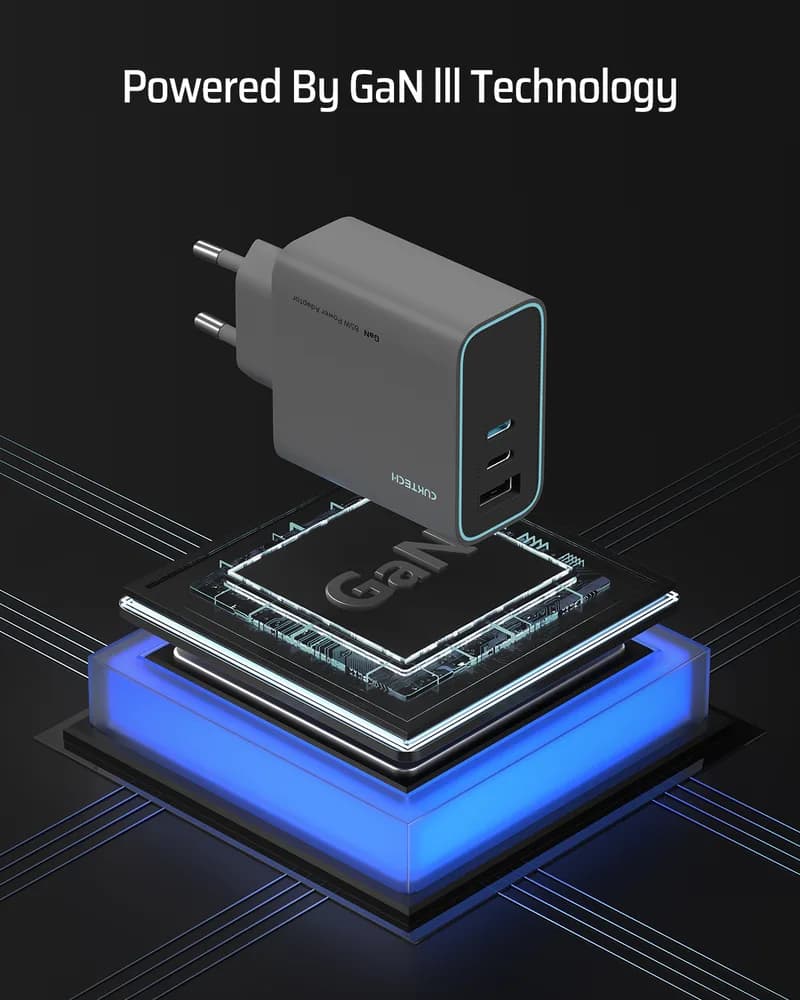 INCARCATOR retea Cuktech 2C1A Quick Charge 65W, 2 x USB Type-C Output, 1 x USB Output, include cablu USB Type-C la USB Type-C 1m, negru "CUKAD653EUGR" — miniatură