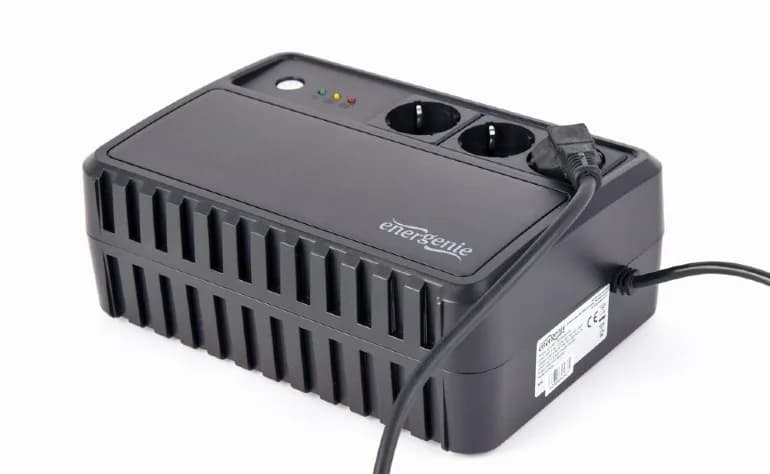 UPS GEMBIRD, Line Int., brick, 800VA/480W, AVR, Schuko x 3, 1 x baterie 12V/8Ah, LED, back-up 1 - 10 min., montabil pe perete, "EG-UPS-3SDT800-01" — miniatură