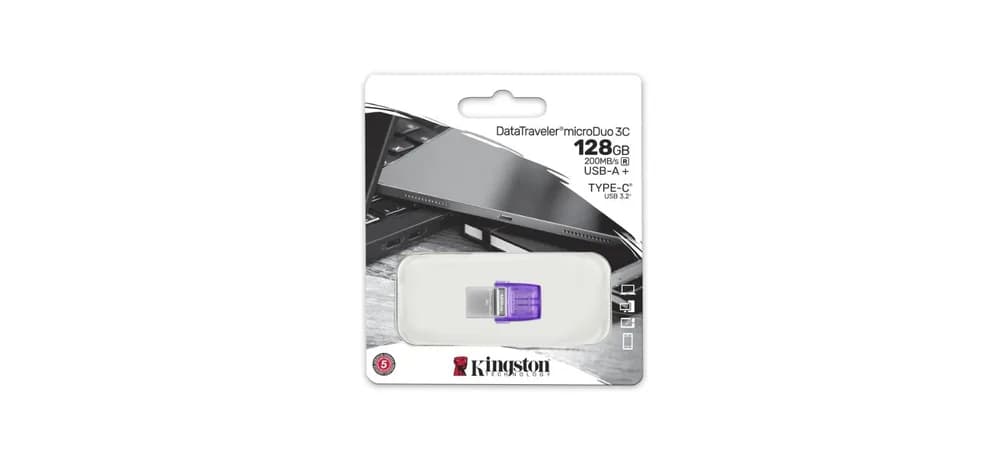 Memorie USB Kingston microDuo 3C 128 GB, USB 3.0, Purpuriu — miniatură