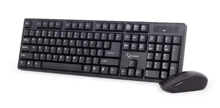 KIT wireless GEMBIRD, tastatura wireless 104 taste + mouse wireless 1000dpi, 4 butoane, rotita scroll, black "KBS-W-01" — miniatură
