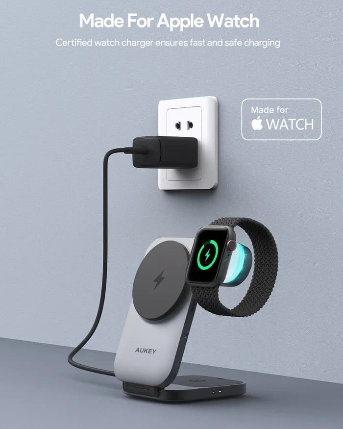 Statie de incarcare wireless Aukey, LC-MC312 (EU), 15W, fast charge, 1 x USB-C, negru, "LLTSEUN1049283" - 689323787432 — miniatură
