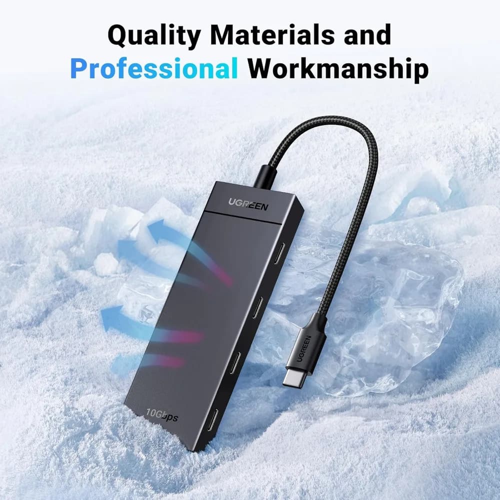 HUB extern Ugreen, "CM806" porturi USB Type-C: USB Type-C 3.2 x 4, conectare prin USB Type-C, lungime 0.5 m, negru, "35584" - 6941876235841 — miniatură