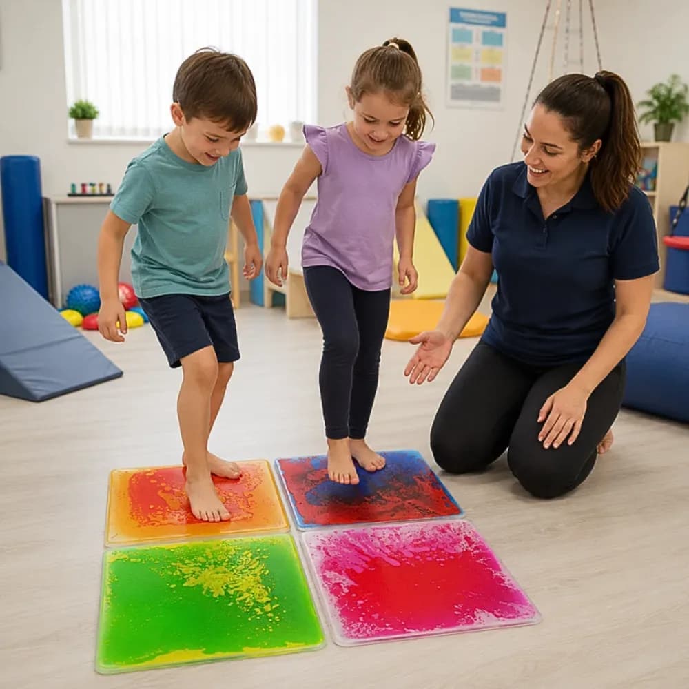 Dale mici de podea cu lichid 30x30 cm (set de 4 culori) — miniatură