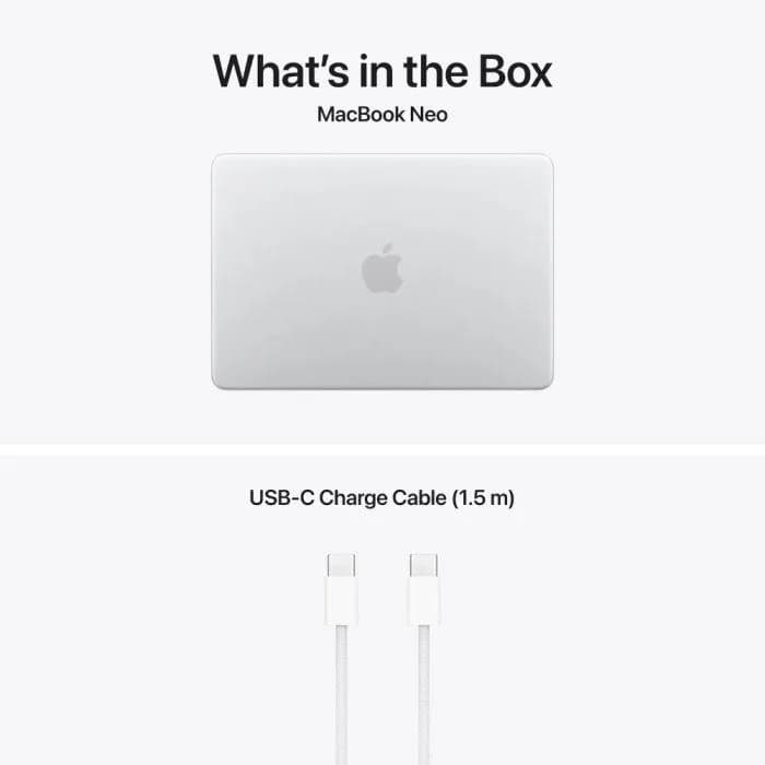 MacBook Neo 13" Retina/Apple A18 Pro (CPU 6-core, GPU 5-core, NeuralEngine16-core)/8GB/256GB - Silver - INT KB (No Adapter) - 2026 — miniatură