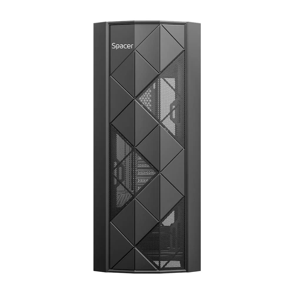 CARCASA SPACER - gaming, Middle Tower, ATX, "INFINITY", fara sursa, sticla securizata, USB 3.0 x 1, USB 2.0 x 1, HD-Audio, Jack 3.5mm x 1, PSU shroud, black "SPCS-GC-INFINITY" — miniatură