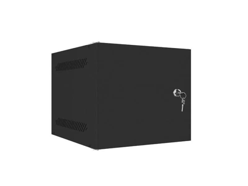 Dulap rack 10" perete 4U / 280x310 pentru auto-asamblare, cu ușă metalică, negru (flat pack)