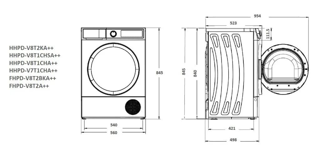 Uscator de rufe HEINNER HHPD-V7T1CHA++, 7 kg, Clasa: E, Alb — miniatură