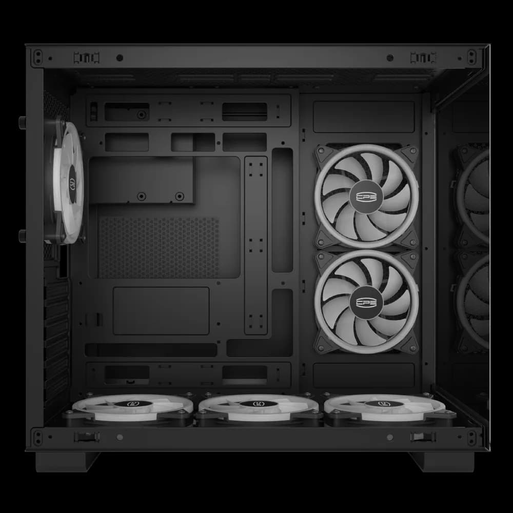 CARCASA PCCOOLER, Middle Tower, ATX, fara sursa, sticla securizata, 6 ventilatoare incluse, iluminare ARGB, alb, USB 3.2 gen 1 x 2, USB Type-C x 2, mic, audio, "C3 T500 ARGB BK" — miniatură