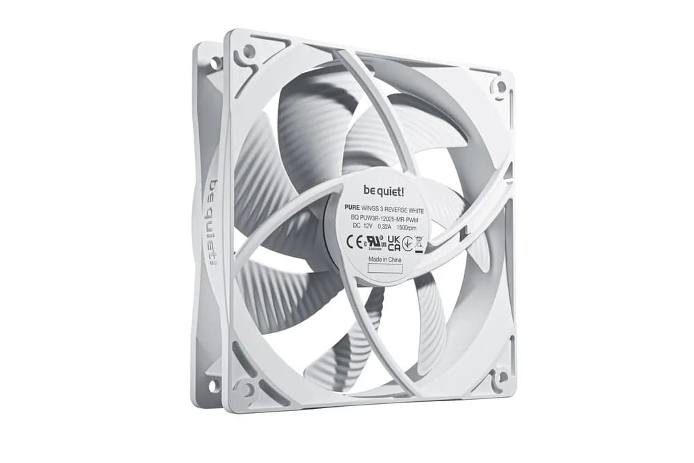 Set 3 ventilatoare be quiet "PURE WINGS 3", 120mm, 1500 RPM max, Rifle Bearing, 80 cfm, 4pin PWM, alb, "BL136" — miniatură